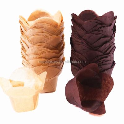 China Non Stick Oil Resistant Disposable Leakproof Paper Lotus Cupcake Disposable Cups for sale