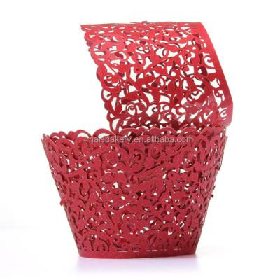 China Paper Multi Colors Small Vine Laser Cut Cupcake Cups Cupcake Wrappers Lace Up Cupcake Liners For Wedding/Birthday Decoration for sale