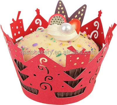 China Artistic Paper Bake Cake Cups Christmas Tree Laser Cut Cupcake Liner Paper Cup Muffin Cake Baking Packaging For Regular Sized Cupcake for sale