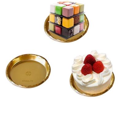 China Disposable Bakery Use Around Rectangular Square Mini Big Gold Plastic Cake Tray for sale