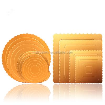 China 4 6 8 10 12 Inch Disposable Gold Silver Gold Round Cake Boards Square With Handle for sale