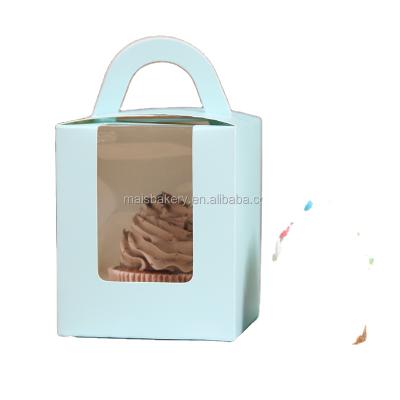 China Recycled Eco Friendly Newlyweds Favor Cupcake Box Materials Bakery in Blue for sale