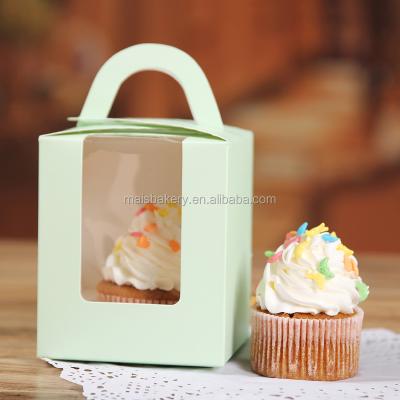 China Plain Recycled Materials Qingdao Decorative Mini Cupcake Paper Boxes With Clear Window for sale