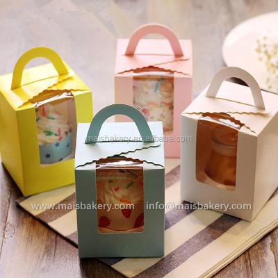 China Recycled Materials Clear Color Single Square Cheap Window Muliti Cupcake Box for sale