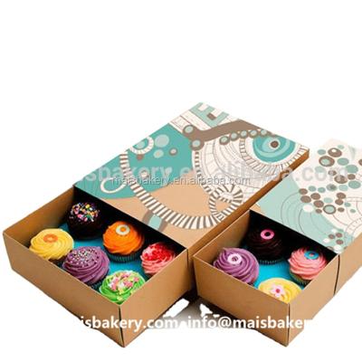 China Recyclable Recycled Type 1,2,3,4,6,8,12,24 Cupcake Kraft Paper Drawer Box for sale