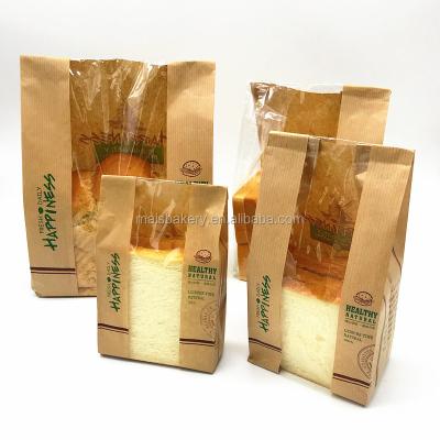 China Custom Materials Logo Natural Color Large Recycled Toast Bread Paper Bag With Clear Window for sale