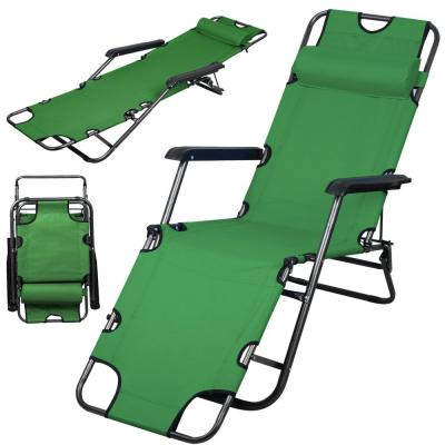 China Beach Chair Patio Folding Recliner Lounger Convertible (Green) for sale