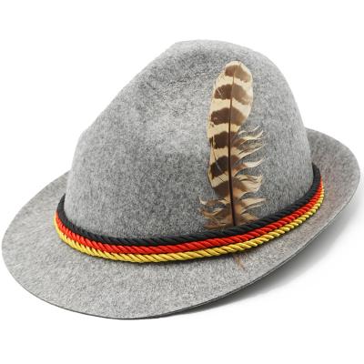 China German Alpine Panama Hat Unisex Jazz Feather Hat AP414 Oktoberfest Halloween Beer Striped Hat for sale