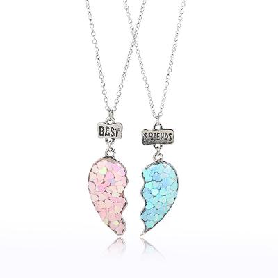 China New Vintage 2PCS/SET Cartoon Epoxy Alloy Sequins Heart Children's Necklace AP534 for sale