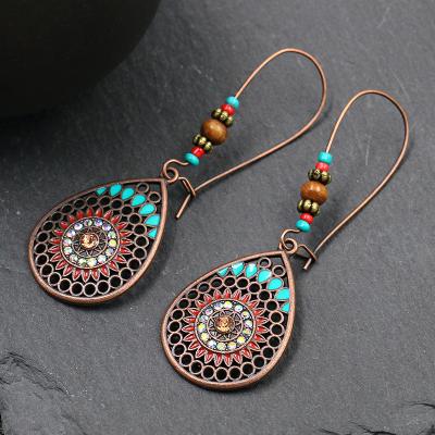 China Hot Selling Vintage Alloy Set Earrings Water Drop Oil Geometric Ethnic Style Earrings Combination Wholesale AP005 for sale