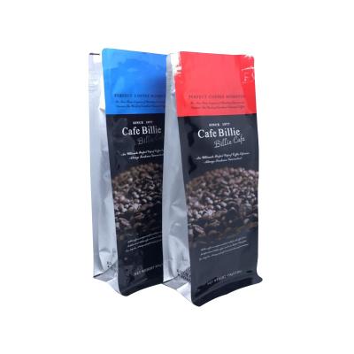 China Barrier Zipper Aluminum Foil Flat Bottom Resealable Coffee And Tea Bag Packing Pouches With Valve And Zipper for sale