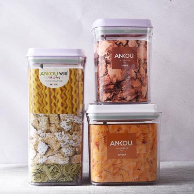 China Freshness Keeping Set of 3pcs AS Plastic Airtight Dry Food Storage Container With AUTO Button Lid, Cereal Keeper for sale