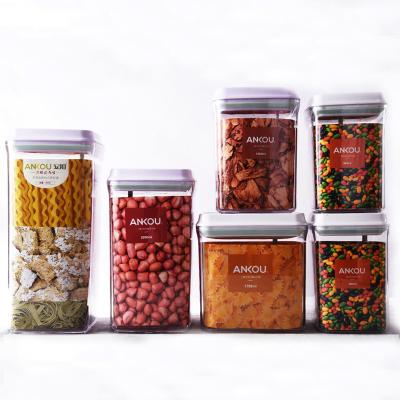 China Freshness Preservation Air Sealed Food Can Grain Food Storage Jar Plastic Clear Air Tight Kitchen Storage Container With Lid for sale