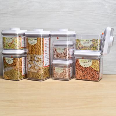 China Eco-Friendly BPA Free Microwavable Protect Pop Up Cereal Food Storage Container Set Sealing Kitchen 8 Piece Set for sale