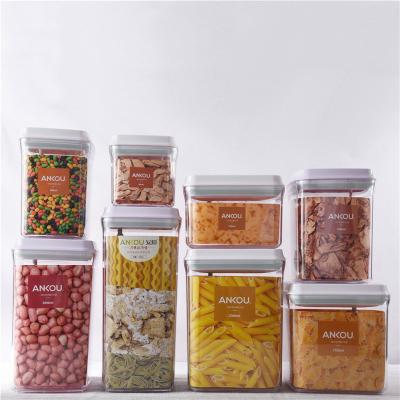 China Waterproof Airtight Food Storage Container Button Pops Up Transparent Cookie Cookie Tin For Beans for sale