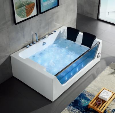 China Hot Sale Rectangle Computer Control Hydromassage Spa Double Side Q411 Two Person Bathtub (Left Skirt) for sale