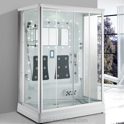 China EUROPEAN WOMA Best Seller 2 Person Hot Sauna Large Size Steam Shower Compartment With Acrylic Shower Base for sale