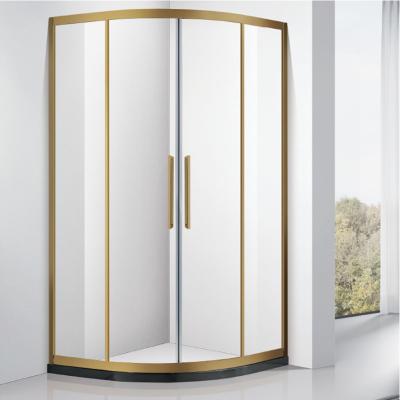 China Free Golden Frame Y526 SS304 Shower Room Double Sliding Doors Canada Markets for sale