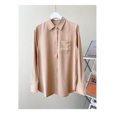 China QUICK DRY high quality silk shirt office wear white simple casual tops spring autumn women casual blusas for sale