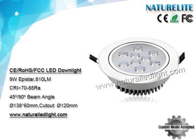 China Epistar  9w Led Downlights  CRI:70-85Ra 810lm 120mm Cutout 45 Degree for sale