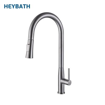 China Hot/Cold Water Mixer Tap 304 Stainless Steel Ceramic Valve Core Pull Down Sprayer Kitchen Faucet for sale