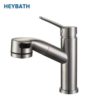 China Pull Out Spray Home Use Deck Mounted Cold Water Hot Faucet Pull Out Spray Basin Faucet for sale