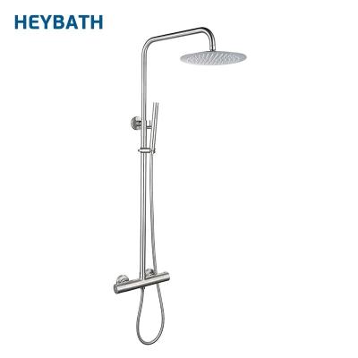 China With Slide Bar Bathroom Wash Stainless Steel Shower Mixer Double Handles Thermostatic Shower Faucet for sale