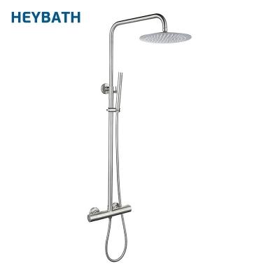 China With Sliding Bar Double Handles Wall Hanging Bathroom Rain Mixer Bath Shower Mixer Set for sale