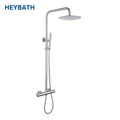 China With Sliding Bar Double Handles Thermostatic Wall Hanging Shower Faucet Bathroom Rainfall Shower Set for sale