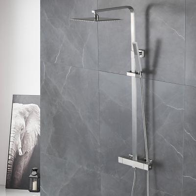 China With SUS304 Slide Bar Shower Head Dual Handles Thermostatic Slide Bar Shower Mixer Tap Shower Faucet for sale