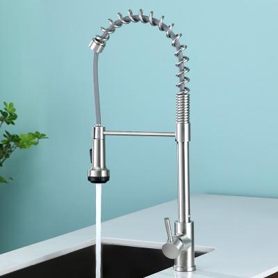 China 304 Stainless Steel Flexible Kitchen Faucet Spring Contemporary Style Hot/Cold Water Mixer Tap for sale