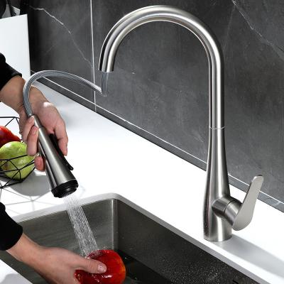 China Kitchen Single Hole Drawable Hot/Cold Water Mixer Tap Pull Down Faucet For Sale for sale