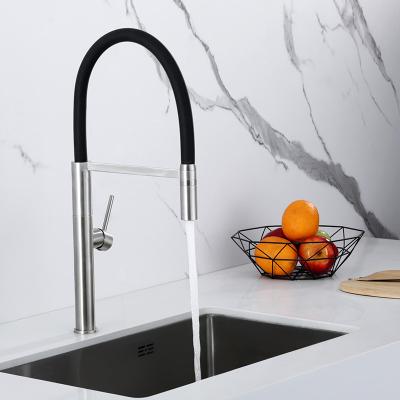 China Hot/Cold Water Mixer Neck Single-Handle Long Pull Down Coupler Kitchen Faucet With Flexible Hose for sale