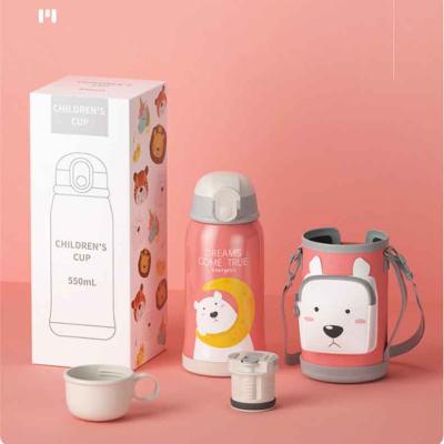 China High Value PORTABLE Kids Thermos Mug Student Cute Water Bottle Cartoon With Cup Cover Kids Kettle Straw Mug for sale