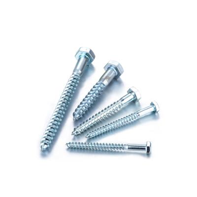 China DIN571 Flat Hex Wood Screws Galvanized for sale