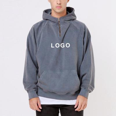 China New custom high quality street wear men's hoodie fleece men's half zip pullover hoodie anti-pilling for sale