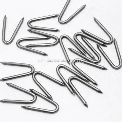 China Practical Polished Flat Galvanized U Shape Barbed Iron Nail For Wood for sale