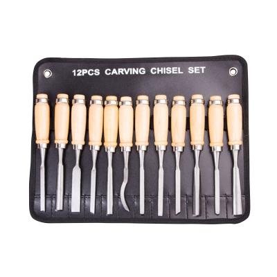 China Wholesale 12 PCS Carpentry Woodworking Tool Woodworking Hand Chisel Wood Carving Set for sale