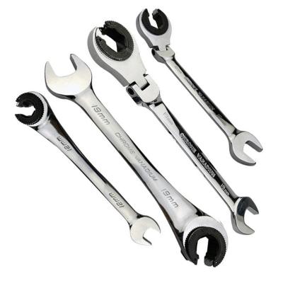 China CRV 8-19mm Heavy Duty Tubing Non-Convertible Dual Use Flexible Ratchet Wrench for sale