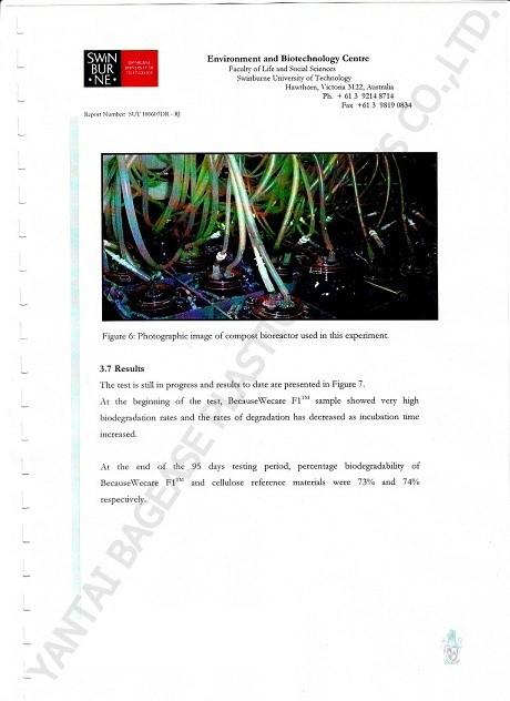 TESTING OF BIODEGRADBALE & COMPOSTABLE MATERIALS - YANTAI BAGEASE PACKAGING PRODUCTS CO.,LTD