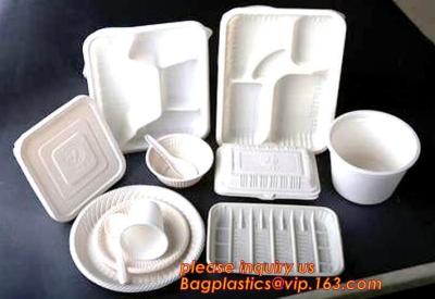 China bandeja plástica biodegradable de la comida de la ronda del almidón de maíz, bandeja disponible respetuosa del medio ambiente de la comida de 4 compartimientos del almidón de maíz con la tapa en venta