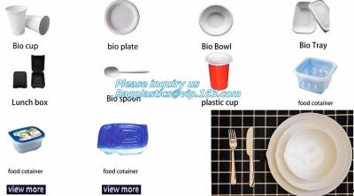 China bandeja vegetal de la bandeja de la seta, fiambrera disponible plástica del starh del maíz, placas biodegradables amistosas del eco en venta