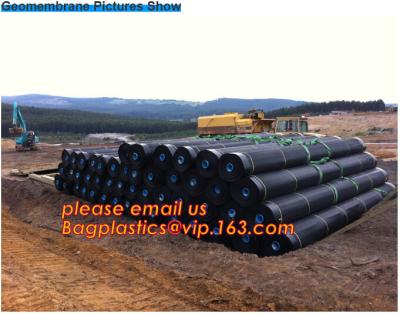 China Geomembrane liso del trazador de líneas de la charca de la granja de pescados del HDPE de la protección del medio ambiente, tablero Geocell Geogrid Geomembrane Geonet PAC del dren en venta