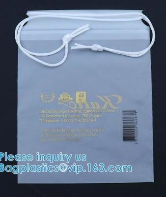 China Biologisch afbreekbare Drawstring-Wasserijzak met Druk, de Wasserij Plastic Zak van Logo Printed Poly Drawstring Hotel /Travel Te koop