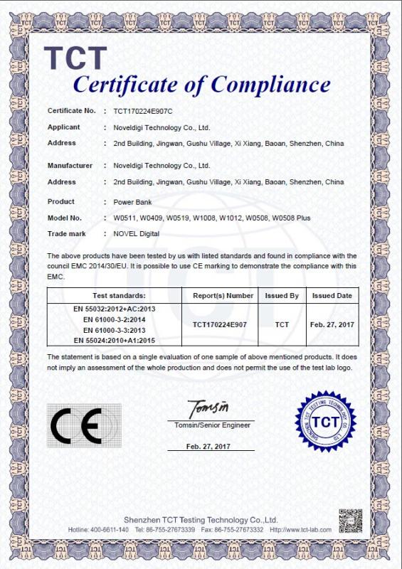 CE - Shenzhen Noveldigi Technology Co., Limited