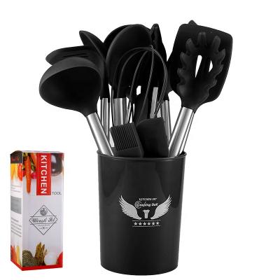 China Temperature Resistant 17 Piece Stainless Steel Silicone Kitchenware Kit Temperature Resistant Scraper Set Cook Non Stick Pot Tools for sale