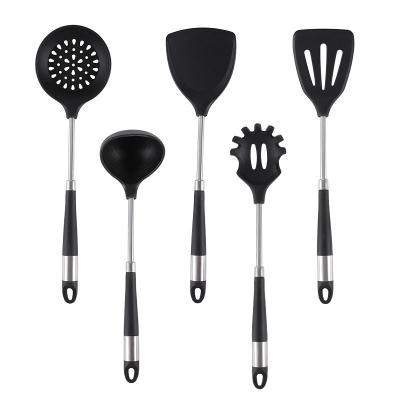 China Classic Non Stick Heat Resistant Kitchen 5 Piece Stainless Steel Handle Silicone Cake Spatula Set Set Pastry Baking Tools for sale