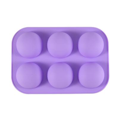 China High Quality Sustainable Small Even Silicone 6 Semicircular Chocolate Mold Mini Mousse Jelly Baking Tool for sale