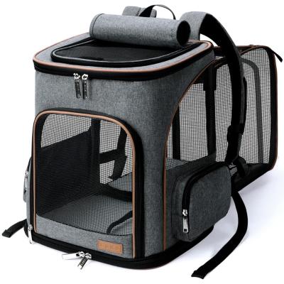 China Hot-sale Luxury Custom Made Viable Cat Backpack Carrier With Safety Premium Pet Grid Backpack Large Strap For Small Cat Dog for sale