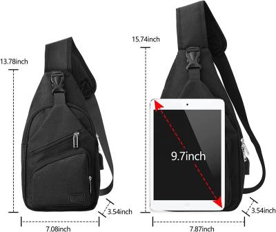 China With New Custom USB Sling Bag For Men Women Shoulder Backpack Chest Bags Cross - Body Daypack With USB Cable To Enhance Camping Outdoor Travel for sale